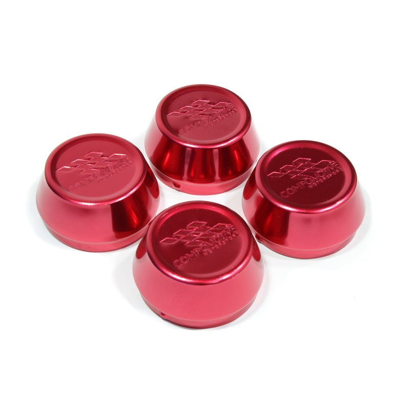 Red Anodised Alloy Caps - 62mm x 4 (for pre 2014 wheels) Alloy Wheel from Compomotive Wheels